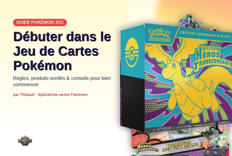Elite Trainer Box, display et coffret Pokémon posés en cover du guide LordTCG pour débuter au JCC