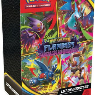 Boîte face avant du lot 6 boosters Méga-Évolution Flammes Fantasmagoriques