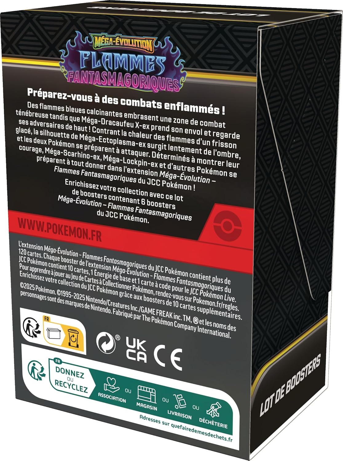 Dos du lot 6 boosters Méga-Évolution Flammes Fantasmagoriques