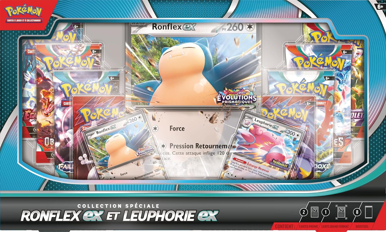 Collection spéciale Pokémon Ronflex-ex & Leuphorie-ex (2 promos + grand format + 8 boosters)